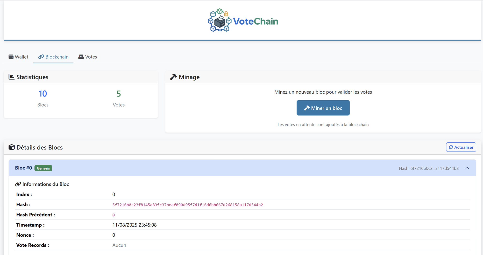 VoteChain - Système de Vote Blockchain